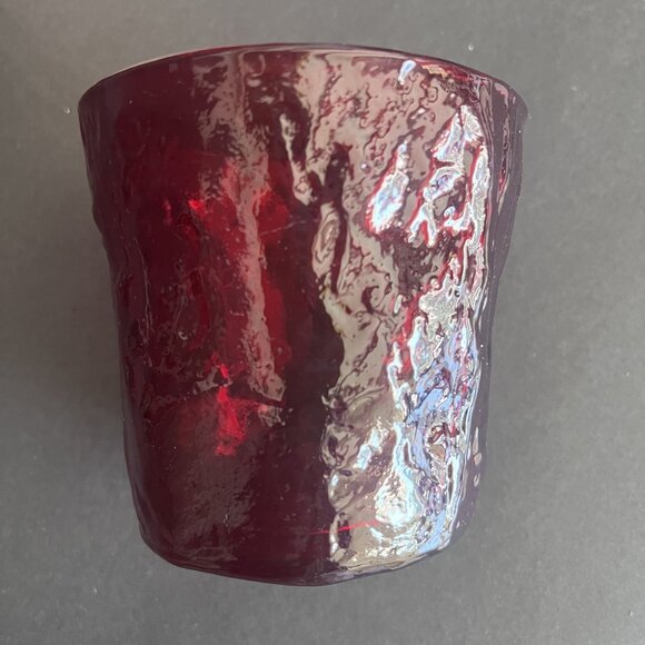 Vintage Morgantown Crinkle Ruby Old Fashion Cocktail Glasses Set Of 6 MCM 10 Oz - Picture 3 of 5